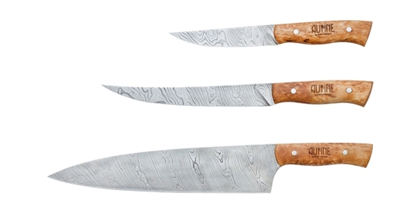 Set of 3 Damascus kitchen knives